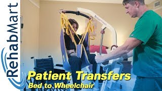 How to use a Hoyer Patient Lift to transfer a patient from the Bed to their Wheelchair [upl. by Esekram]