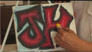 Oil Pastel Techniques  How to Paint Initials on Canvas [upl. by Nolra220]