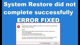 How to fix System Restore did not complete successfully [upl. by Allevon422]