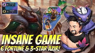 Insane Fortune 6 into 3 Star Azir  TFT Fates  Teamfight Tactics [upl. by Zach]