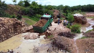 Incredible Dump Truck Drive Back Uploading Landslide Fall into the Pond Help by Dozer amp Excavator [upl. by Damalas10]