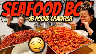 SEAFOOD BOIL MUKBANG 먹방 15 POUND CRAWFISH BOIL EATING SHOW HOMEMADE RECIPE [upl. by Knah]