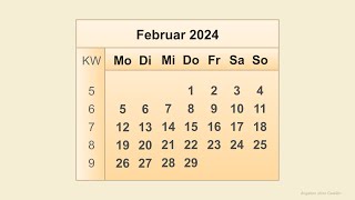 Kalender Februar 2024 [upl. by Virg29]