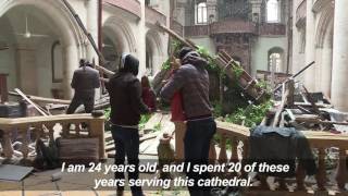 Aleppo Christians prepare warravaged church for Christmas [upl. by Sladen492]