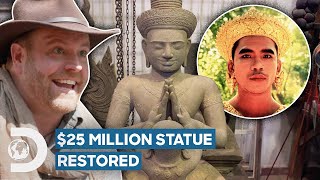 Josh Gates Helps Restore 25 Million Ancient Cambodian Statue  Expedition Unknown [upl. by Nnylatsyrc]