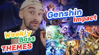 NEW GENSHIN IMPACT PLAYER REACTS TO GENSHIN IMPACT WEEKLY BOSS THEMES [upl. by Ttenaej]