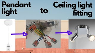 How to replace Pendant light with Ceiling Light Fitting  Step by Step Wiring and Tips [upl. by Adelric]