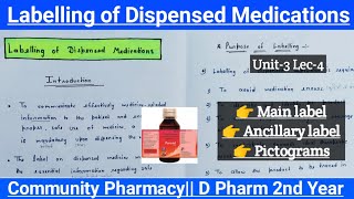 Labelling of Dispensed medication  Main label  U3 Lec4  Community Pharmacy D Pharm2nd Year [upl. by Cailly]