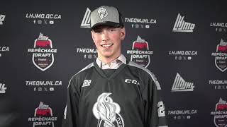 2024 QMJHL Draft  SimonXavier Cyr after being drafted by the Gatineau Olympiques [upl. by Boylan125]