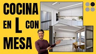 COCINA Moderna EN L Blanca Semiabierta CJR [upl. by Eachelle669]