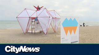 Winter Stations art exhibit opens on the beach [upl. by Llerreg]