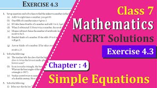 NCERT Solutions for Class 7 Maths Chapter 4 Exercise 43 [upl. by Ailadgim]