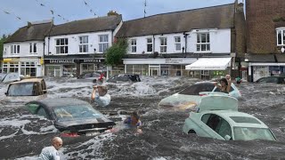 UK streets turn into rivers Dunstable Bedfordshire is underwater Houses and cars are submerged [upl. by Leblanc]