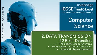 IGCSE Computer Science 202325  2c Data Transmission  Error Detection PARITY CHECKSUM ARQ [upl. by Krysta679]