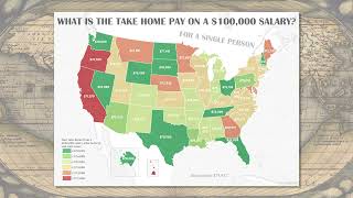 Animated Map TakeHome Pay on a 100000 Salary by State [upl. by Nevaed540]