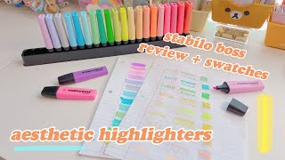 🖊💜 Stabilo boss highlighters review  swatches  full set 23 colors stabiloboss stationery [upl. by Trbor]