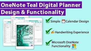 OneNote Teal Digital Planner Design amp Functionality [upl. by Kcirderf]