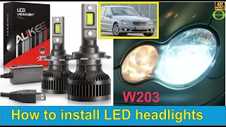 How to install LED headlights on the W203 CClass Mercedes  Step by step instructions [upl. by Fonville]