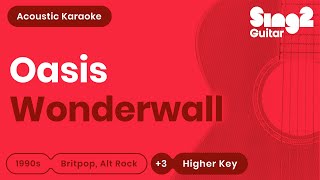 Oasis  Wonderwall Higher Key Karaoke Acoustic [upl. by Aicirtap]