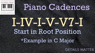 Piano Cadences I IV I V V7 I Starting in Root Position Example and Explanation in C Major VIDEO 1 [upl. by Wager]