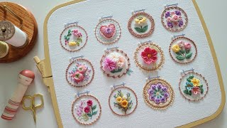 무료도안Free Pattern 50스티치 입체꽃자수 l 50Stitch 3Dflower embroidery [upl. by Ssew779]