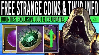 Destiny 2 FREE STRANGE COINS amp CHALLENGE UPDATE Future Fixes Exclusive Emblems Bounties amp Issues [upl. by Aciraj]