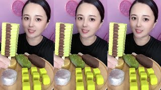 ASMR eating ice cream chocolate with flavor durian delicious show mukbang [upl. by Gibe]