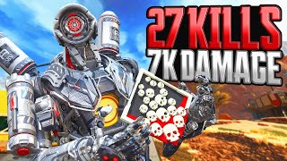 INSANE Pathfinder 27 KILLS and 7300 Damage Apex Legends Gameplay [upl. by Feldman]