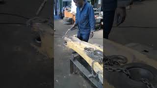 REPAIRING EXCAVATOR AXLE BY WELDING AND GRINDING AFTER MACHINING BUSHES ON THE LATH WORKSHOP JOB [upl. by Aicele]