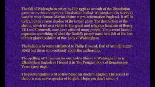 Anon 16th century  poem A Lament for our Ladys Shrine at Walsingham [upl. by Ellehcal858]