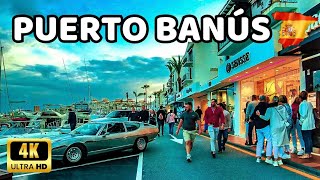 🇪🇦4K PUERTO BANÚS Luxurious Marina Night Walking Tour  Marbella Spain Costa del Sol [upl. by Ailecara]