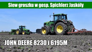 John Deere 8230 i 6195M  siew groszku w gosp Spichlerz Jaskóły [upl. by Yevre]