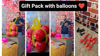 Simple Birthday decoration ideas at home Gift pack with balloons [upl. by Seligmann649]