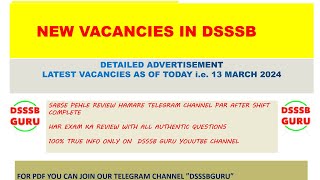 New vacancies in DSSSB DsssbGuru dsssbguru dsssbexam [upl. by Ahtelra]