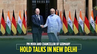 PM Modi and Chancellor of Germany hold talks in New Delhi [upl. by Anielram833]