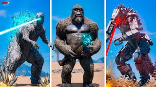 GODZILLA and KONG vs MECHAGODZILLA Fight in GTA 5 [upl. by Nylra]