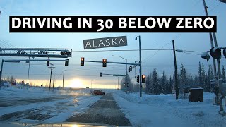 Driving in Alaska at 30 Below Zero  North Pole to Fairbanks [upl. by Robi218]