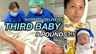 9 POUNDS BABY BOY  NORMAL SPONTANEOUS DELIVERY  THIRD BABY  BIRTH VLOG [upl. by Ecnirp]