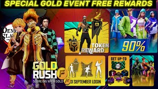 NEW GOLD EVENT FF FREE FIRE GOLD EVENT FREE REWARDS NEW GOLD EVENT FREE FIRE OB42 UPDATE FREEFIRE [upl. by Yggep635]