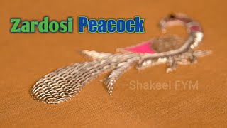 Zardosi peacock design Tutorial Aari work Embroidery [upl. by Bowles]