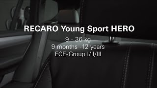 RECARO Young Sport HERO How to install the child seat correctly [upl. by Cynar]