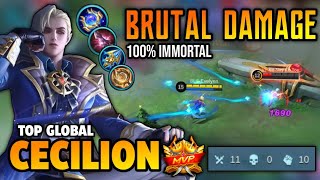 BRUTAL DAMAGE CECILION BEST BUILD 2022  TOP GLOBAL CECILION GAMEPLAY  MOBILE LEGENDS✓ [upl. by Nohsed198]