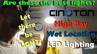 High Bay LED Shop Light WET Location Garage CINOTON UFO Lighting CINOTON [upl. by Nahgeam627]