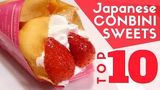 TOP 10 MustTry SWEETS in a JAPANESE Convenience Store [upl. by Hewe]