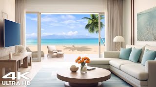 4K UHD  Cozy Beachside Living Room  Calm Nature Sound  Ocean Noise for Deep Sleep Relaxation [upl. by Amalle]