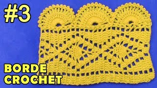 Borde 3 tejido a crochet fácil de hacer en punto pavo real con arañitas pequeñas [upl. by Kinzer]