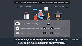 Videoziņas Nr189 “Pensija un valsts pabalsts no novembra” [upl. by Einnus]