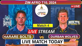 🔴Zim Afro T10 Live  Harare Bolts vs Durban Wolves Live Cricket Score amp Commentary [upl. by Aihsekel244]