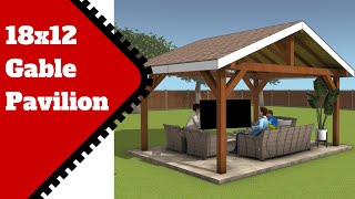 18x12 Gable Pavilion Plans  4 Post Gazebo [upl. by Hamian662]