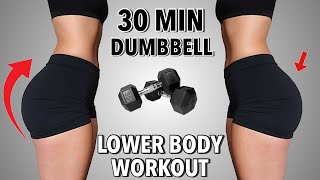 30 MIN KILLER BOOTY amp LEGS WORKOUT WITH DUMBBELLS  Lower Body Workout at home  Summer Shred Day 6 [upl. by Eirehc]